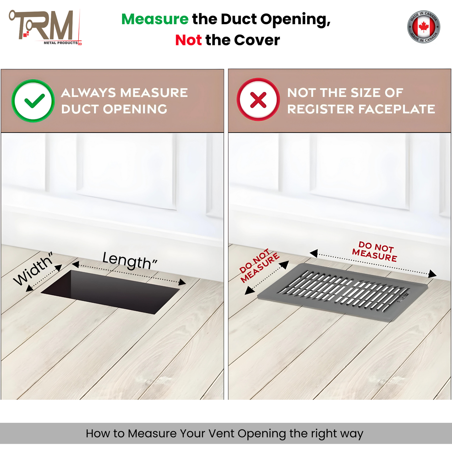 10.5x27 - Classic Drop-in Air Vent, Flush Floor-Matching, All Metal, Floor Vent Cover - TRM Metal 27x10.5