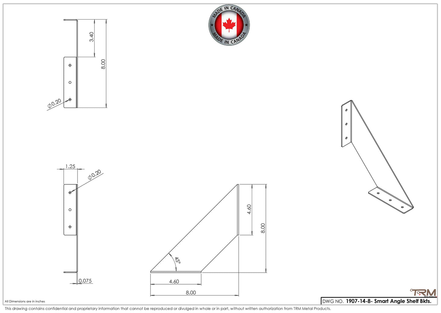 Smart Angle Shelf Brackets - Black - 14G Gauge