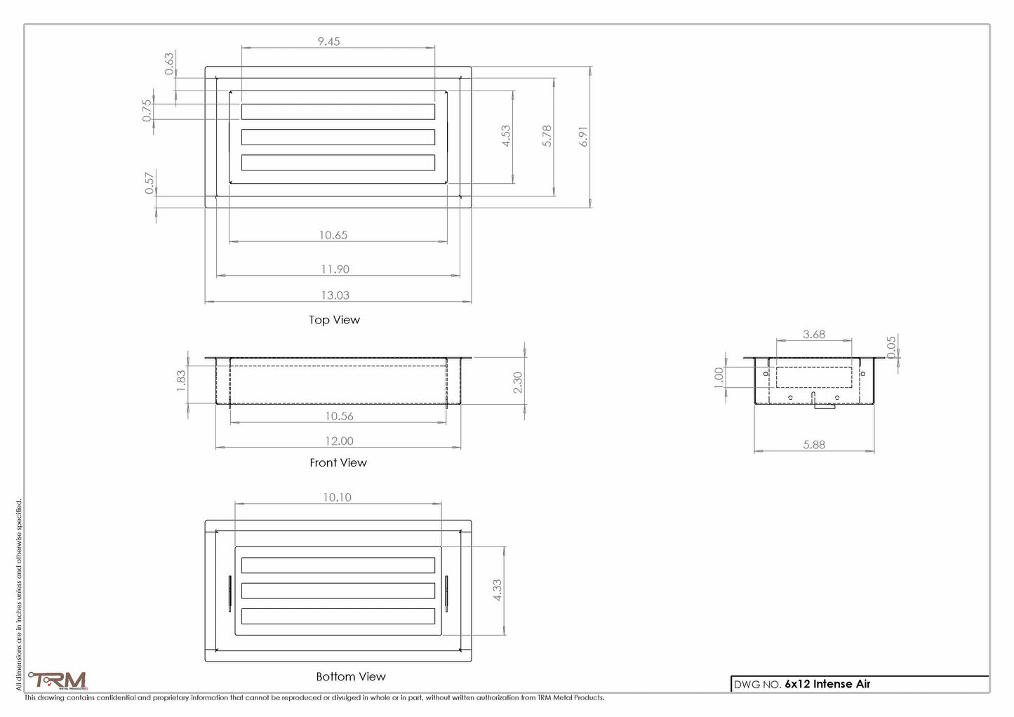6x12 Intense-Air high-airflow wall grille, white steel supply and return air vent cover