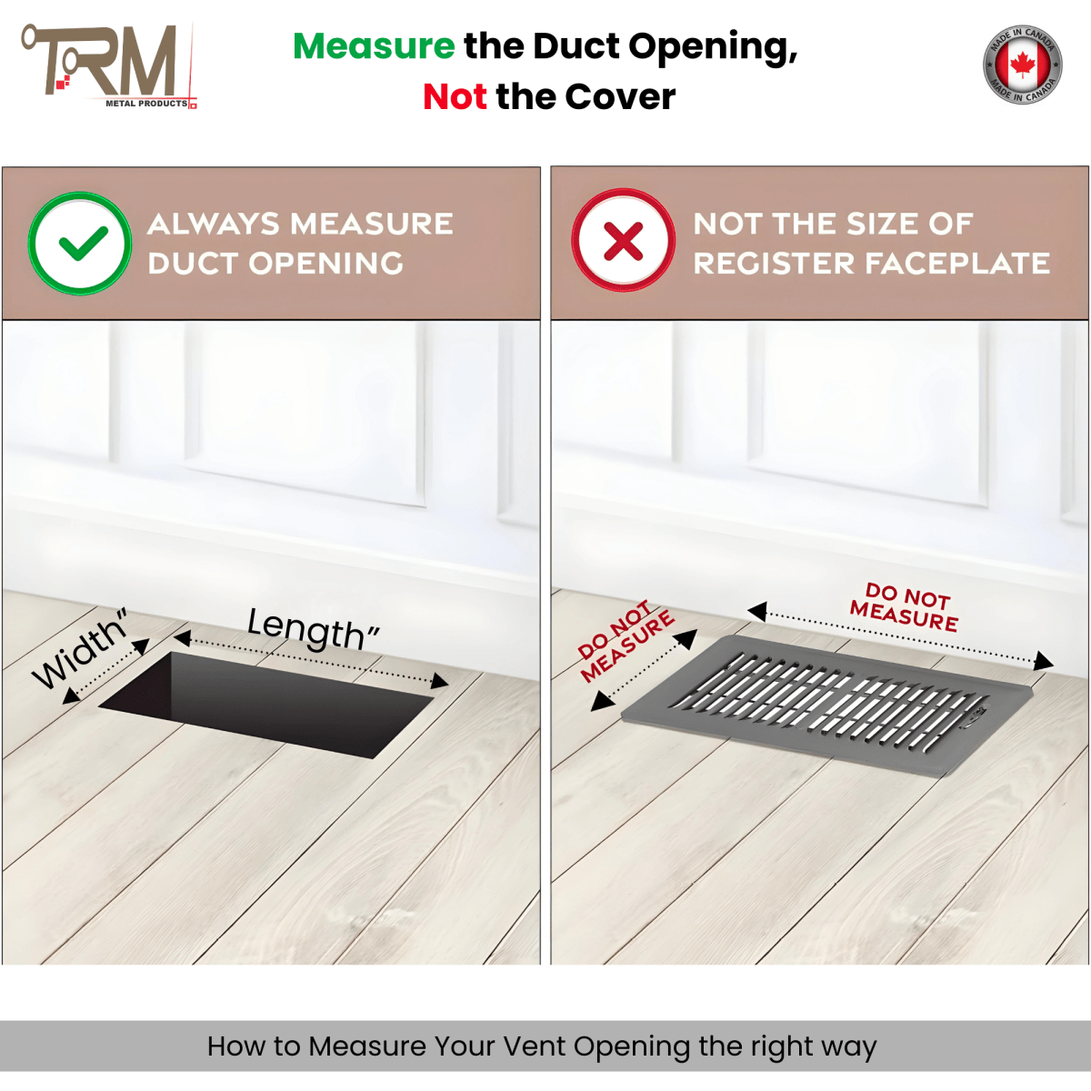 9x63.25 - Classic Drop-in Air Vent, Flush Floor-Matching, All Metal, Floor Vent Cover - TRM Metal 63.25x9 - TRM Metal Products