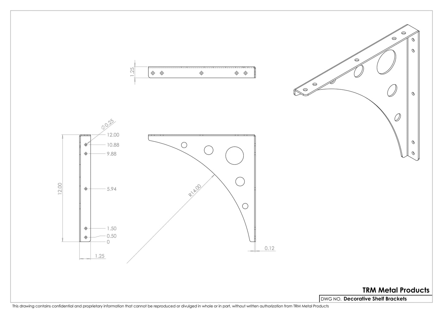 Decorative Shelf Brackets - 11G Construction- Set of 4