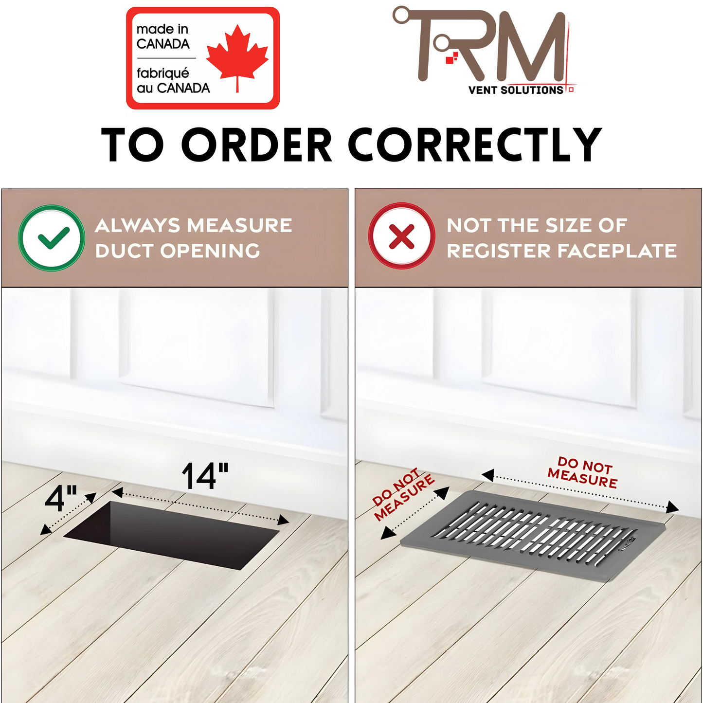 6x14 Classic Drop-in Air Vent, Flush Floor-Matching, All Metal, Floor Vent Cover (14x6)