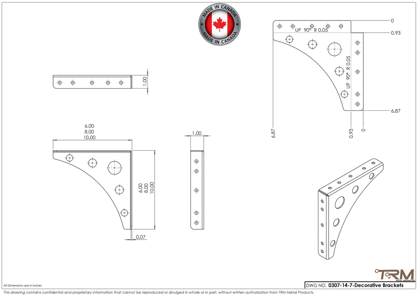 Decorative Shelf Brackets - 14G Construction- Set of 4