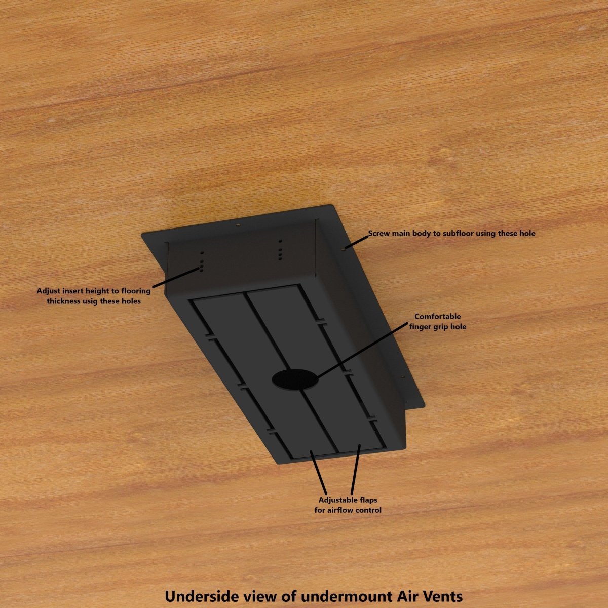 10x10 Undermount Air Vent, Floor - Matching, All Metal, Flush Floor Vent Cover (10x10) - TRM Metal Products