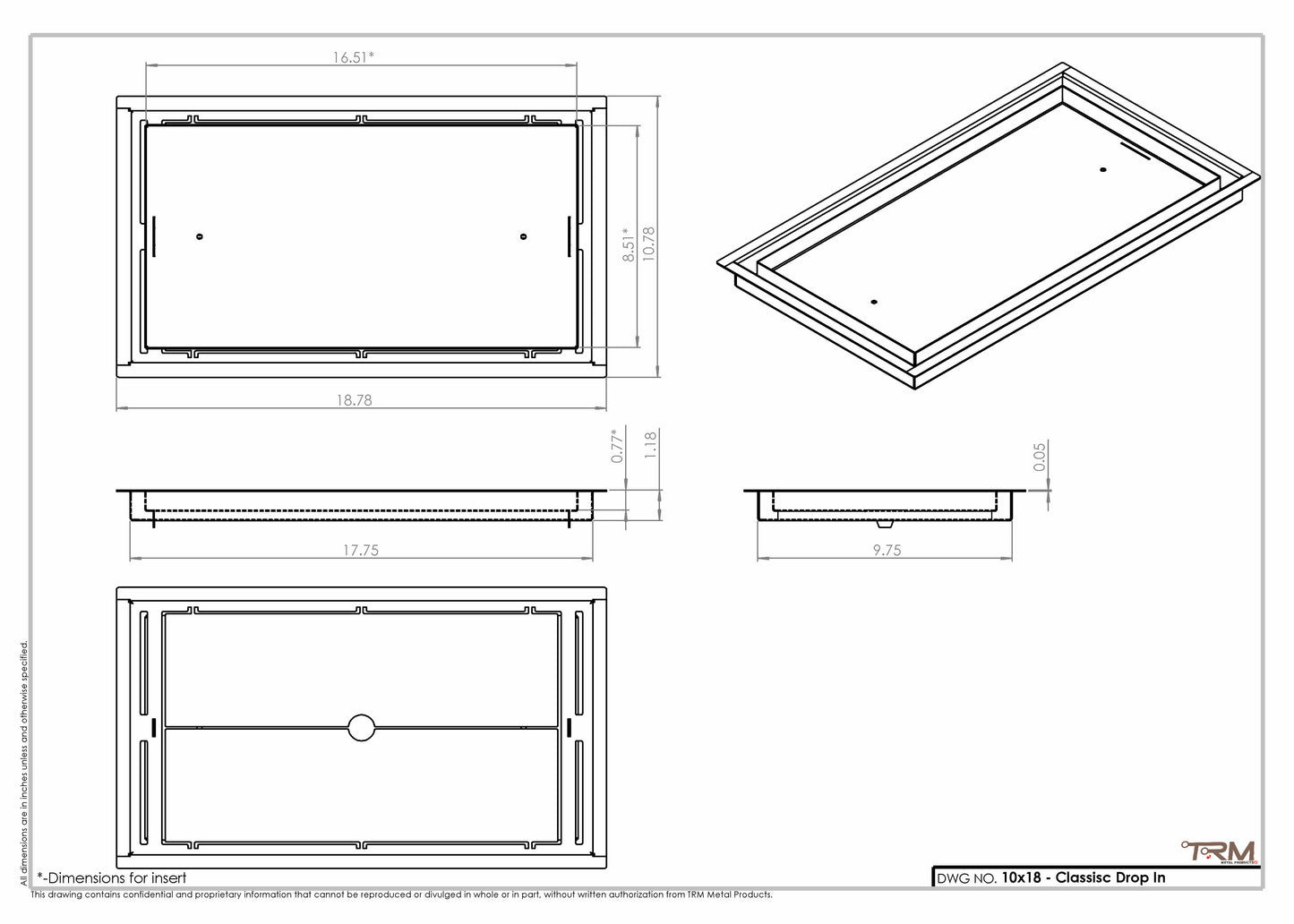 10x18 Classic Drop-in Air Vent, Flush Floor-Matching, All Metal, Floor Vent Cover (18x10)