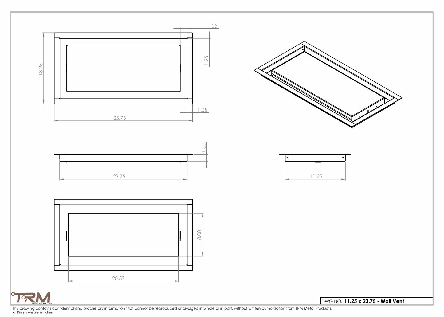 11.25x23.75- Wall Vent - Modern Vent Cover