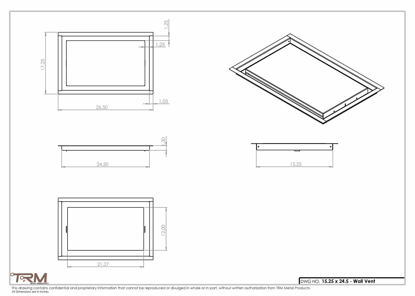 15.25x24.5- Wall Vent - Modern Vent Cover
