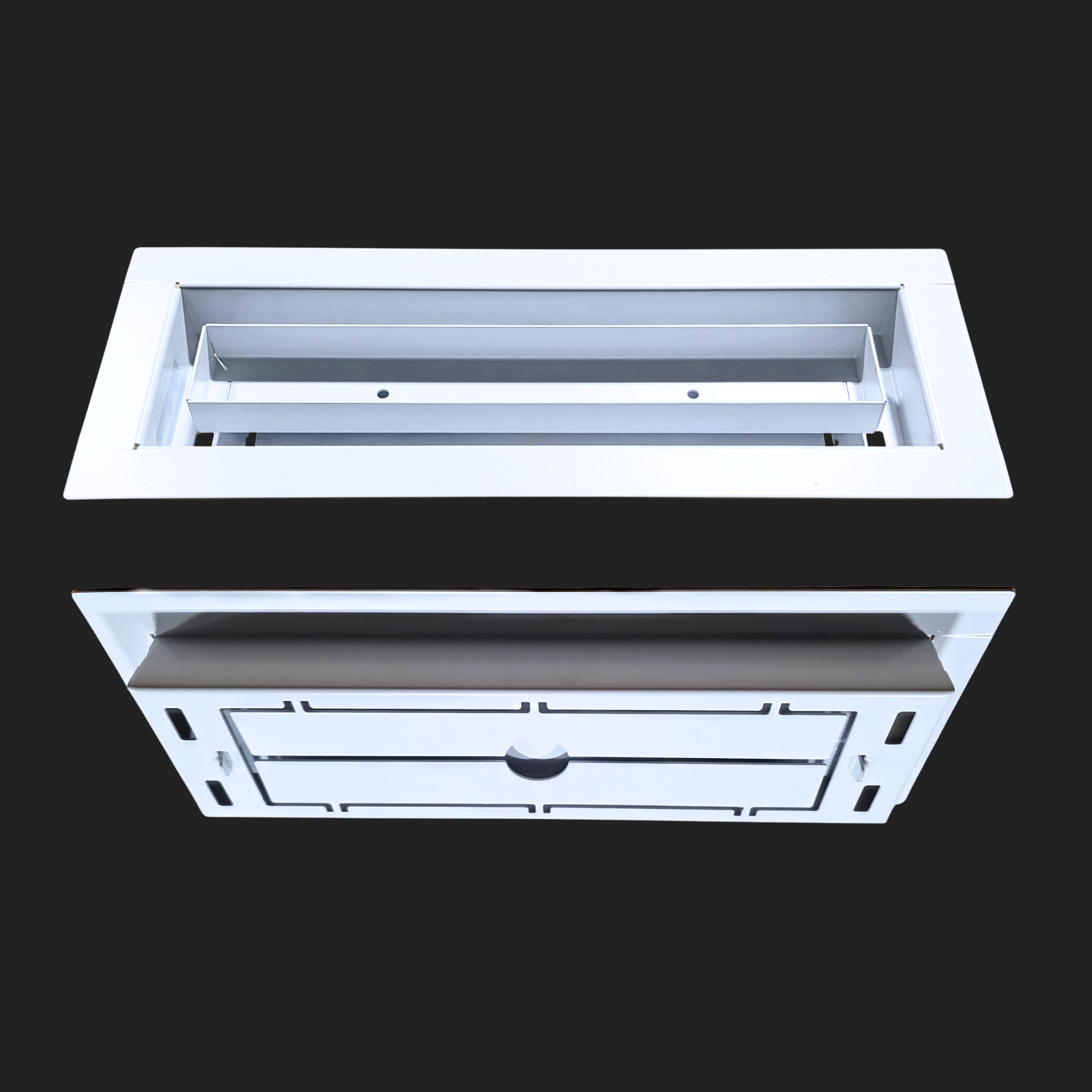 Close-up of 14x14 LuxeEdge floor vent wide flange edge