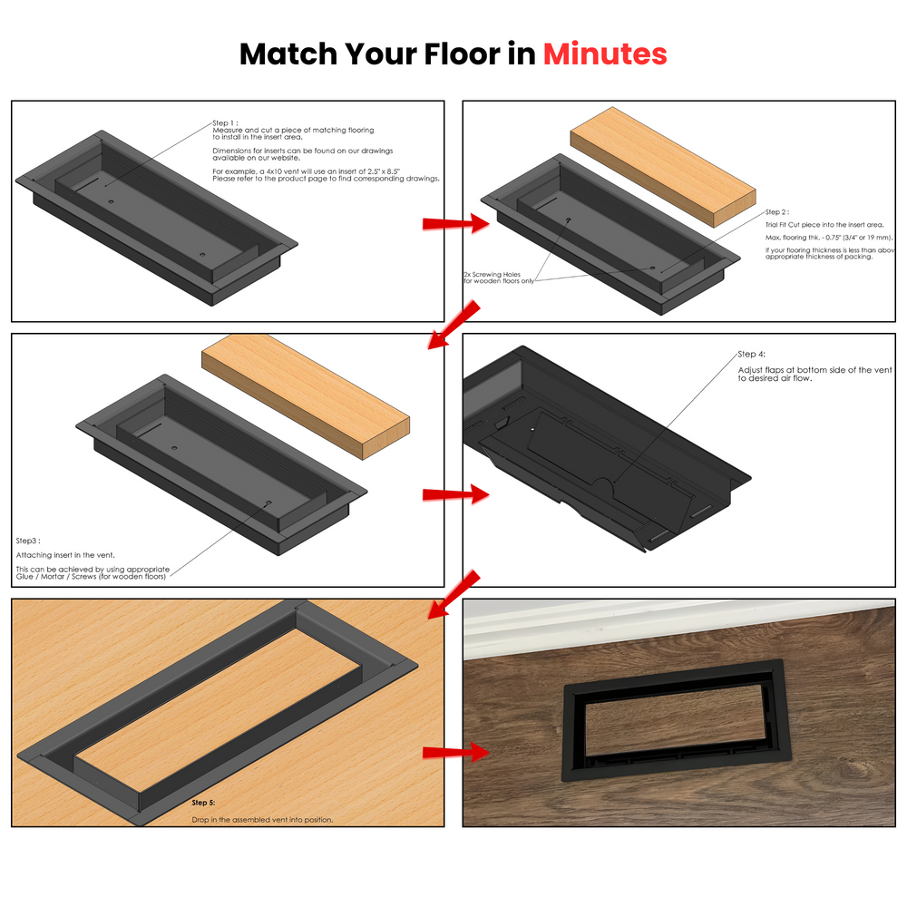 How to match your floor by inserting your own flooring into a TRM floor vent