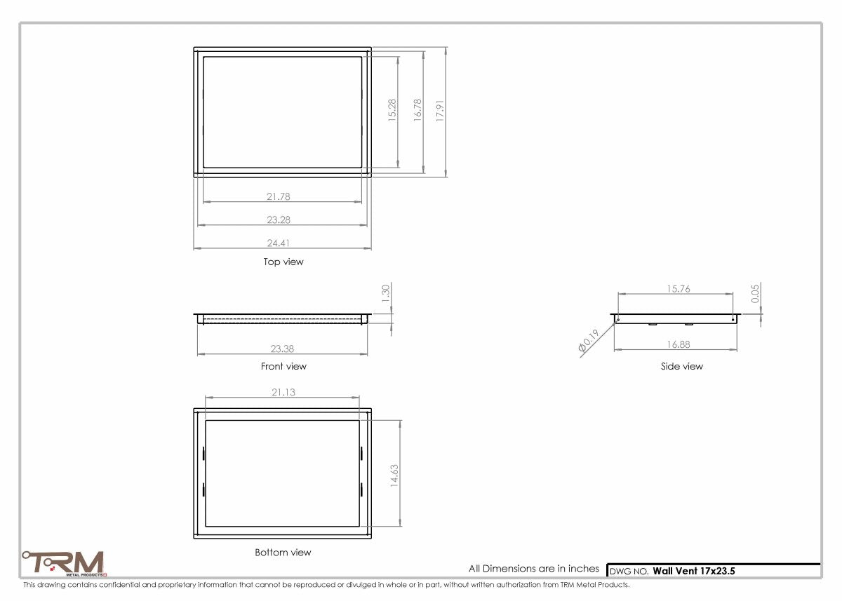 17x23.5 - Wall Vent - Modern Vent Cover - Return Air Vent - TRM Metal 23.5x17 - TRM Metal Products