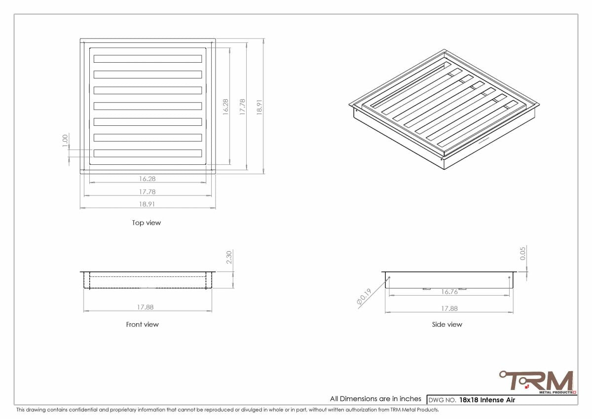 18x18 Intense-Air Wall Vent Cover - High-Airflow Linear Bar Steel Grille - TRM Metal Products