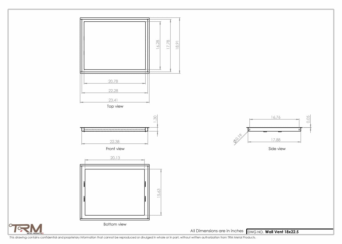 18x22.5 - Wall Vent - Modern Vent Cover - Return Air Vent - TRM Metal 22.5x18 - TRM Metal Products