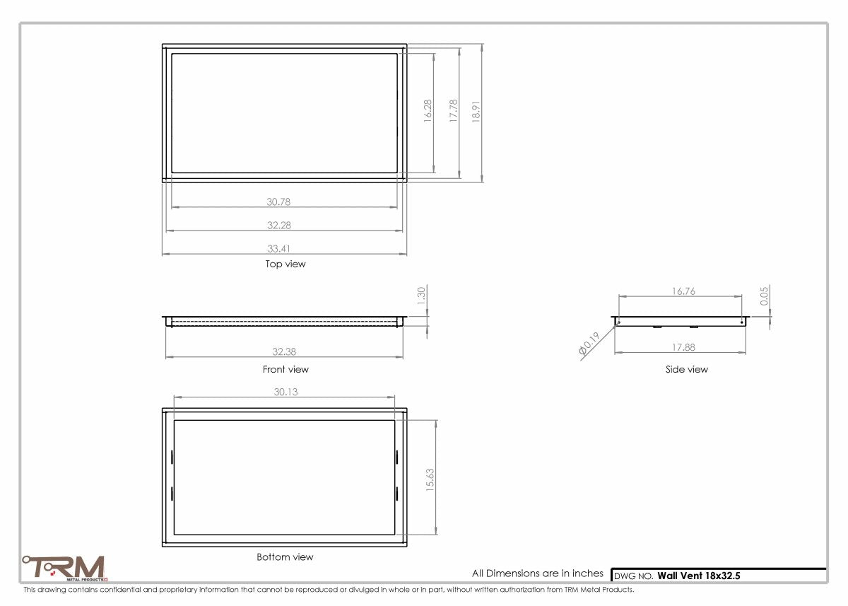 18x32.5 - Wall Vent - Modern Vent Cover - Return Air Vent - TRM Metal 32.5x18 - TRM Metal Products