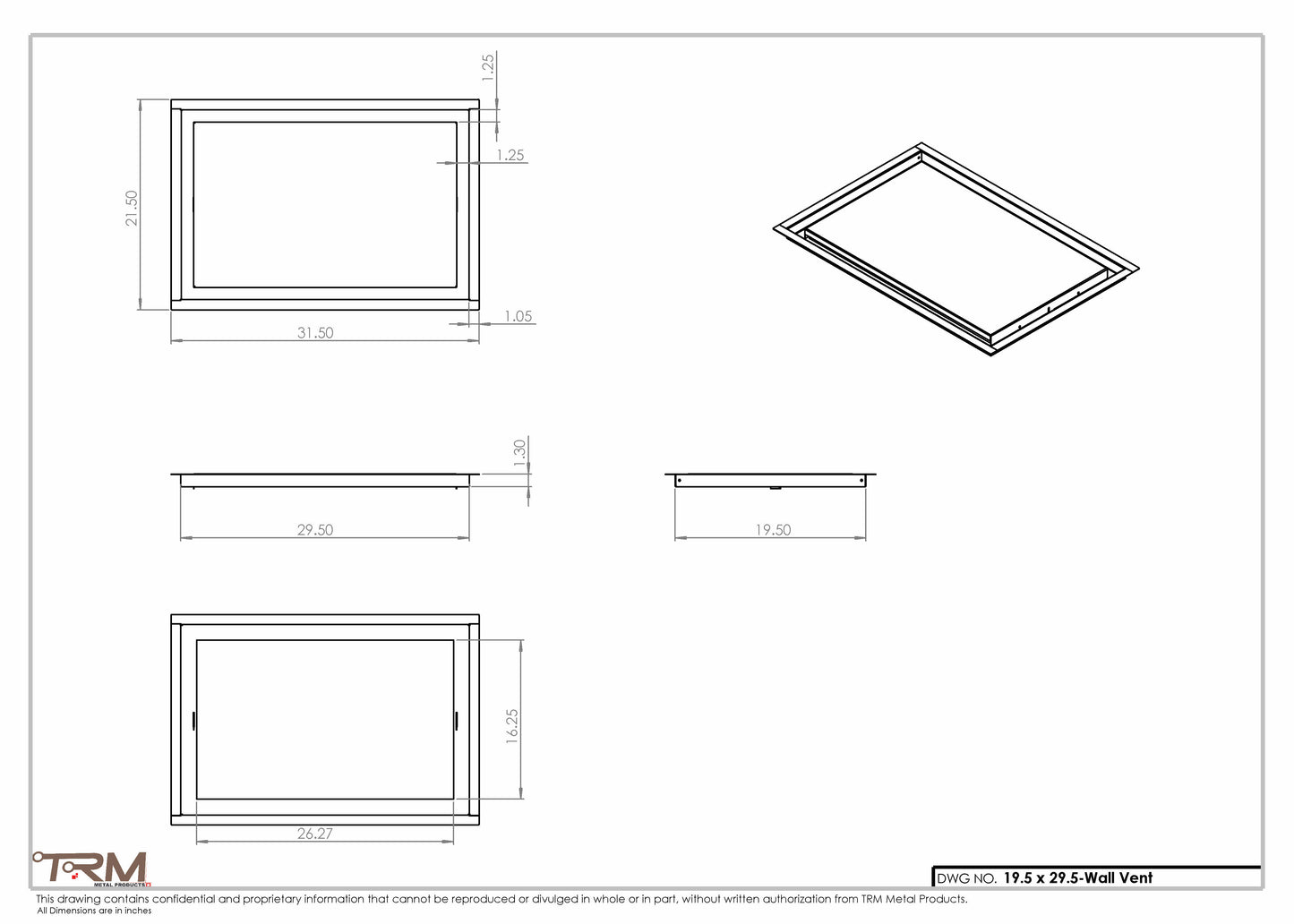 19.5x29.5- Wall Vent - Modern Vent Cover