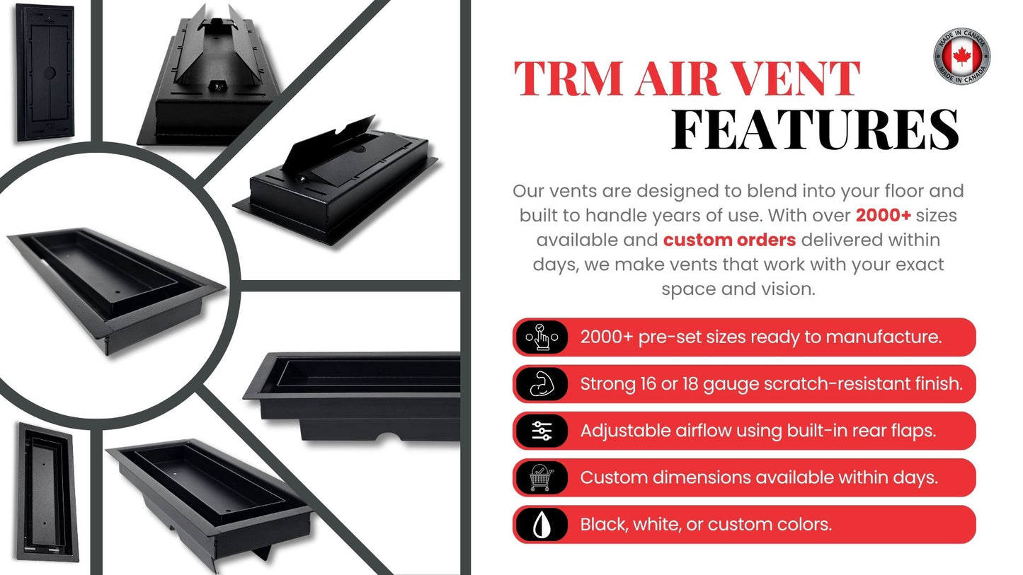 4x8 Classic Drop-in Air Vent, Flush Floor-Matching, All Metal, Floor Vent Cover (8x4)