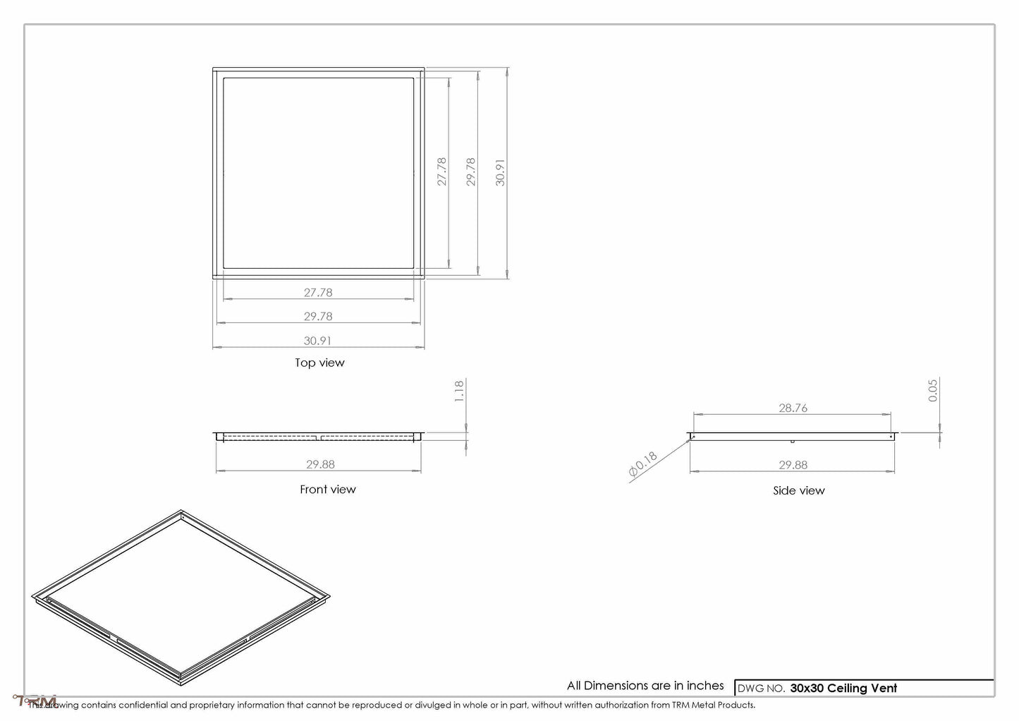 30x30-Modern-Ceiling-Vent Cover-TRM Metal 30x30