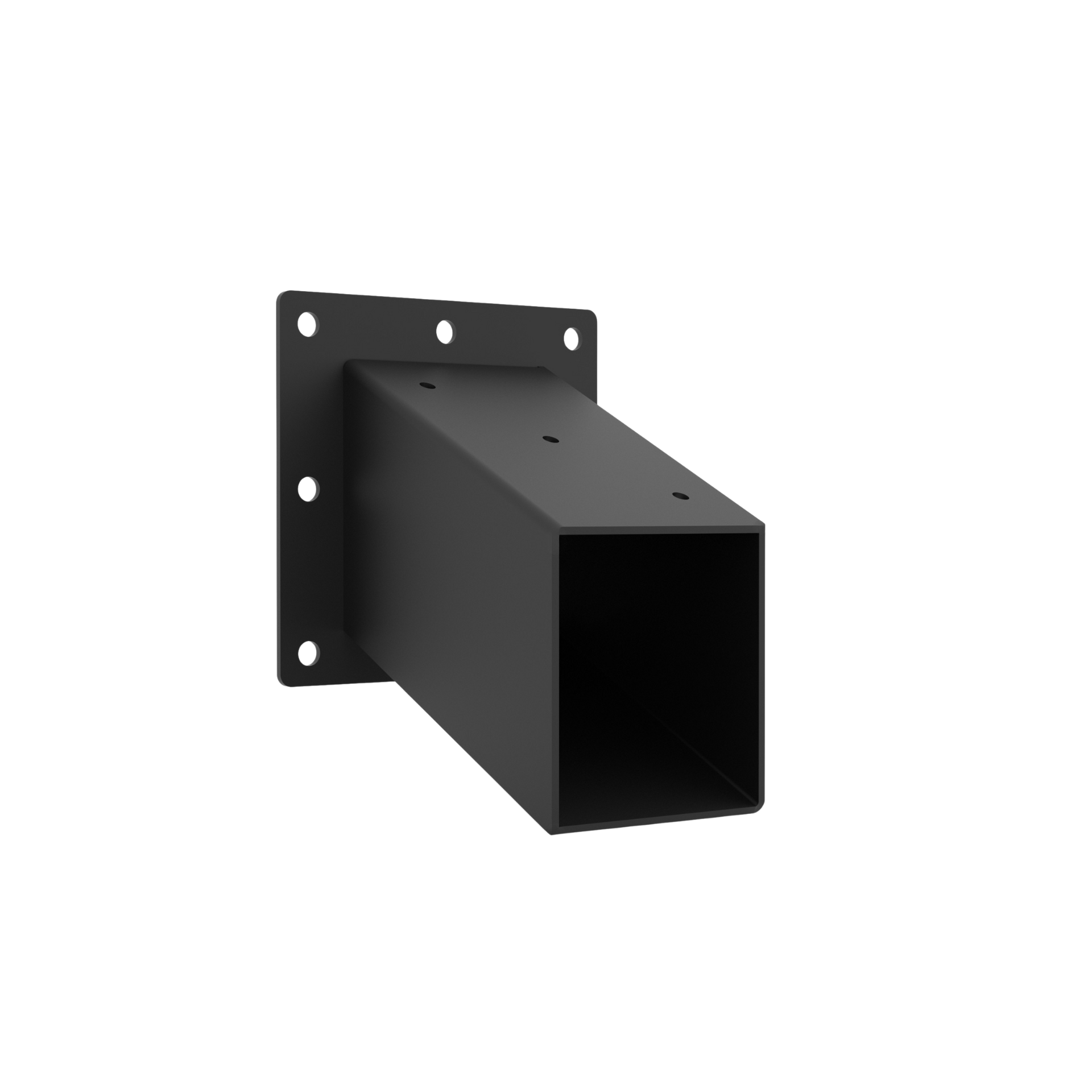 Black metal bracket on a white background