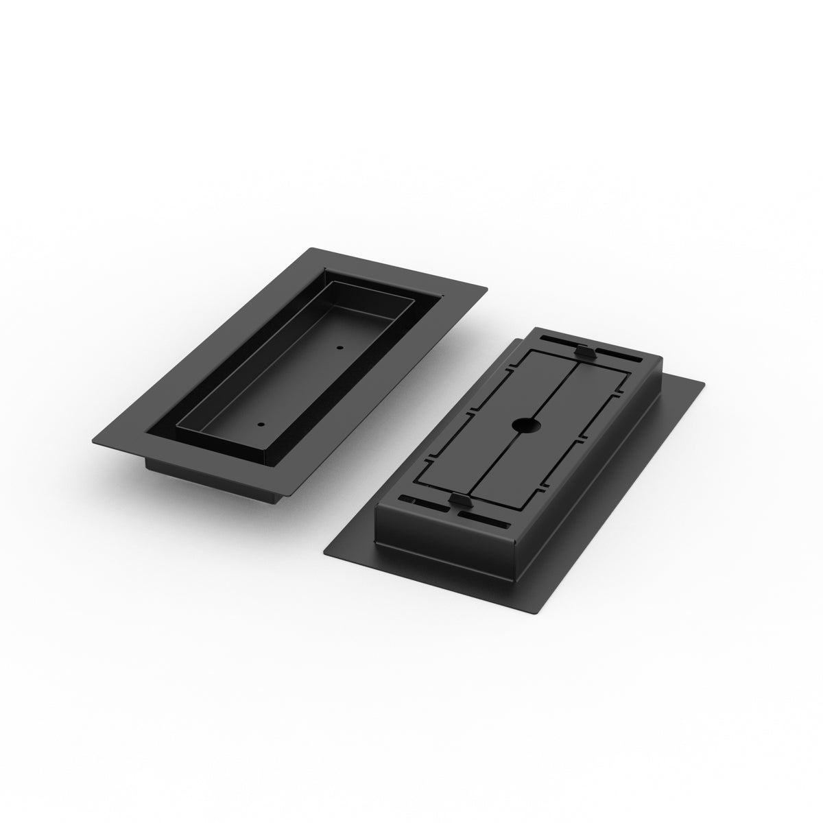 4x10 LuxeEdge Floor Register, textured black, front and back views side by side