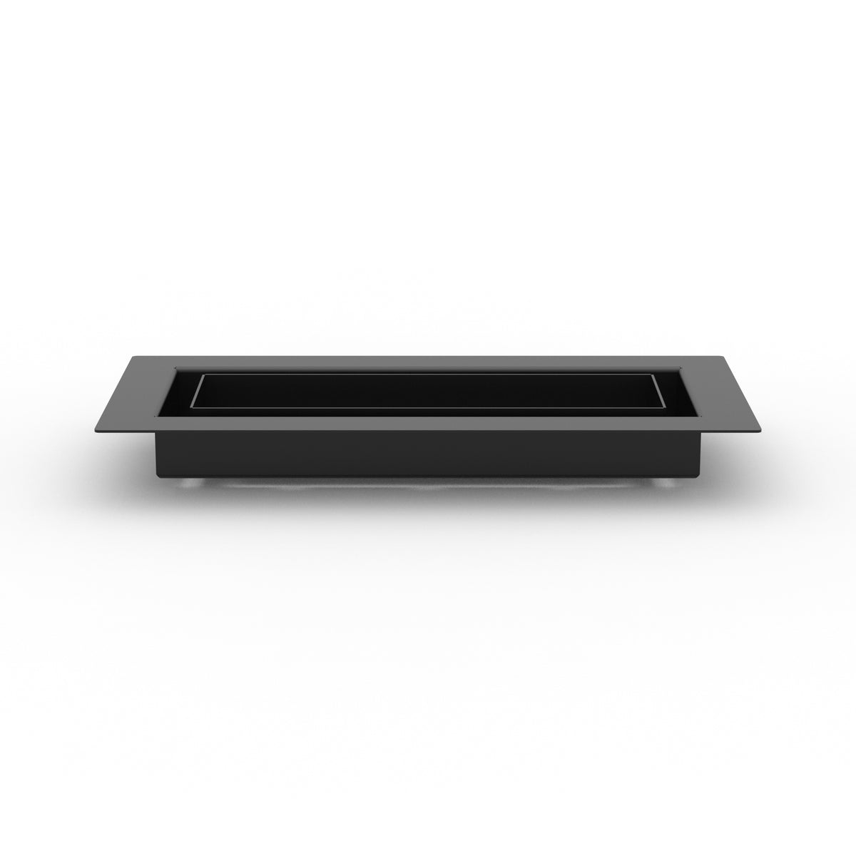 4x10 LuxeEdge Floor Register, textured black, side profile view