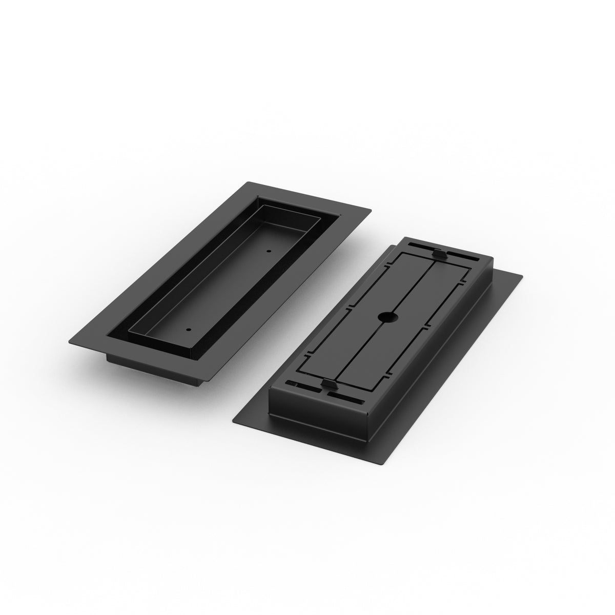4x12 LuxeEdge Floor Register, textured black, front and back views side by side