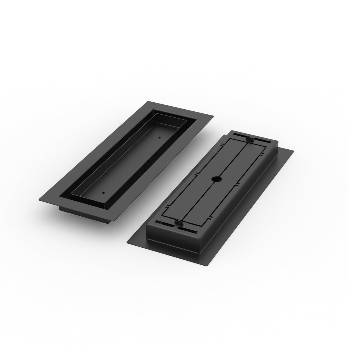 4x14 LuxeEdge Floor Register, textured black, front and back views side by side