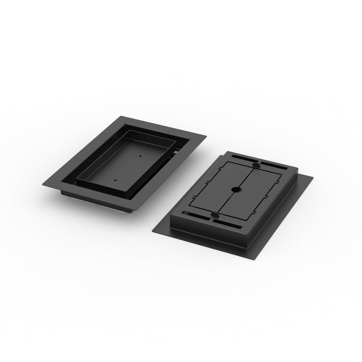 6x10 LuxeEdge Floor Register, textured black, front and back views side by side
