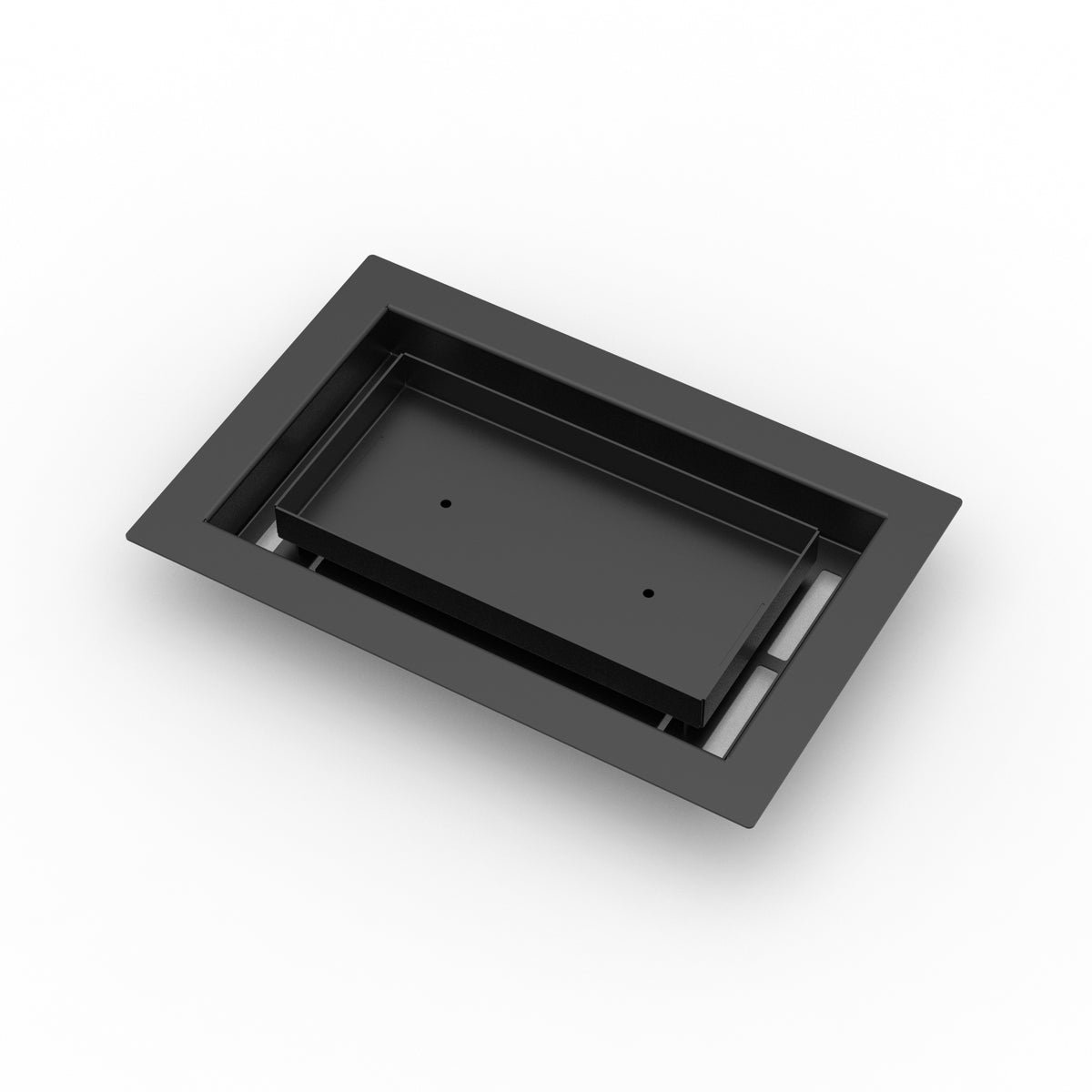 6x10 LuxeEdge Floor Register, textured black, quarter view