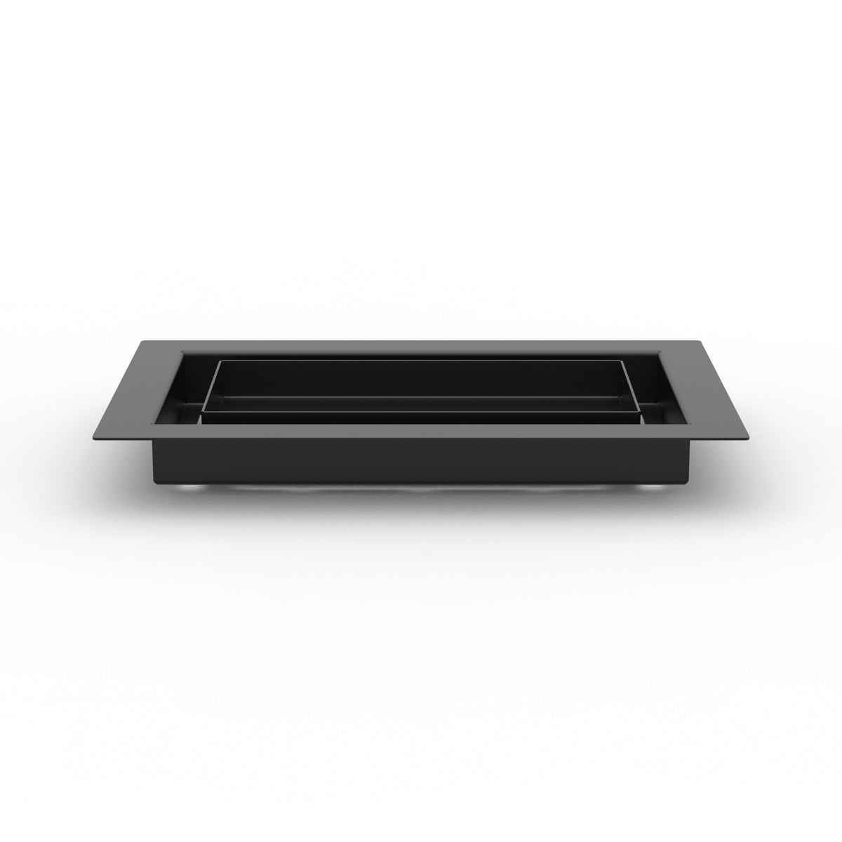 6x10 LuxeEdge Floor Register, textured black, side profile view