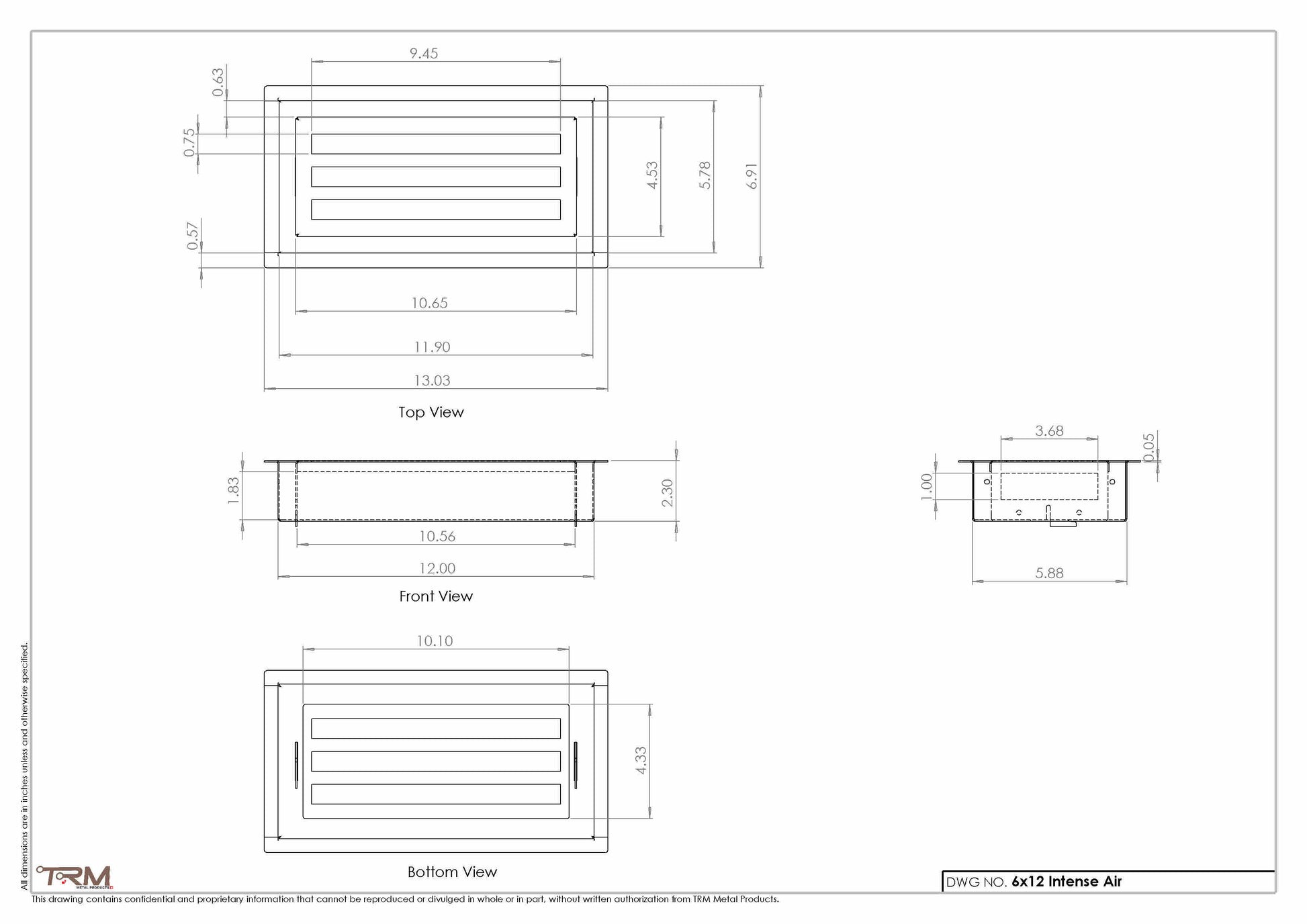 6x12 Intense-Air high-airflow wall grille, white steel supply and return air vent cover