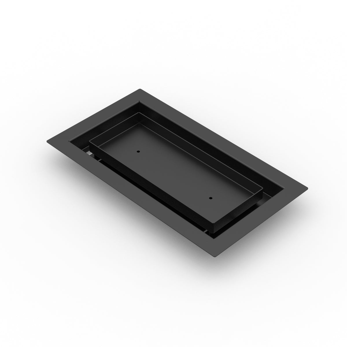 6x12 LuxeEdge Floor Register, textured black, diagonal view