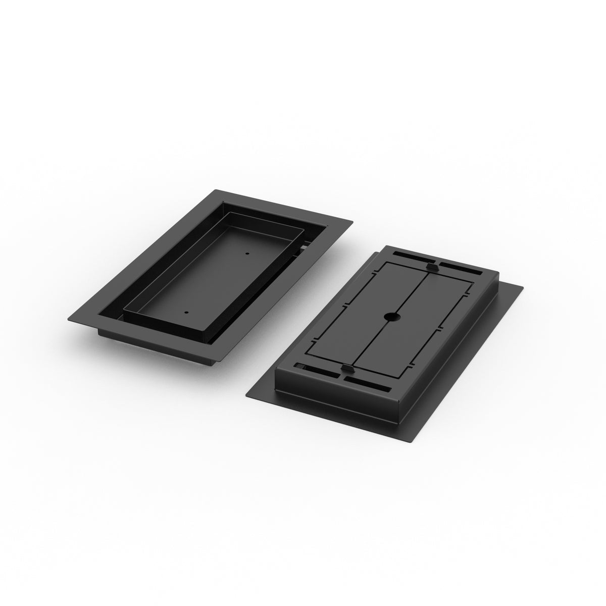 6x12 LuxeEdge Floor Register, textured black, front and back views side by side