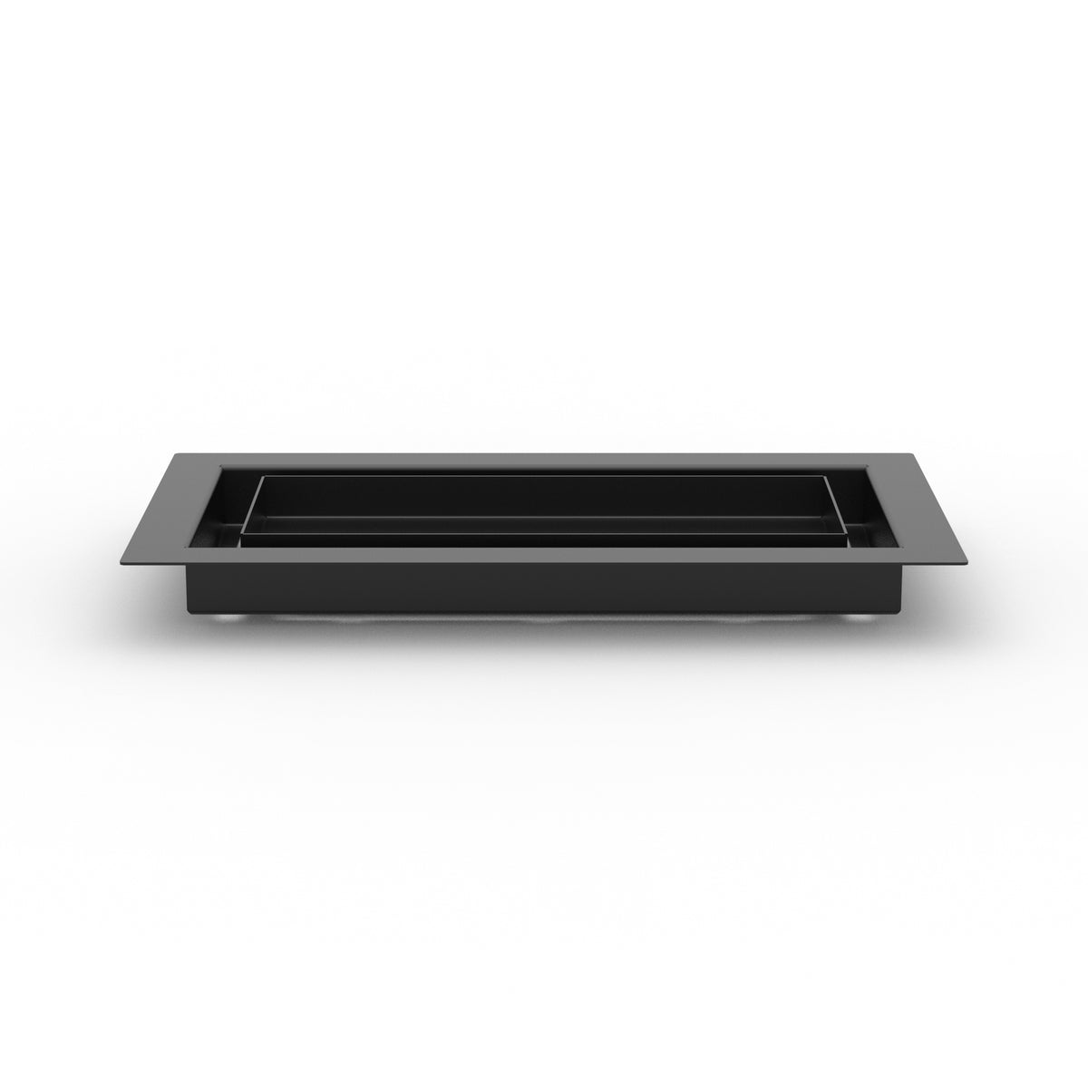 6x12 LuxeEdge Floor Register, textured black, side profile view