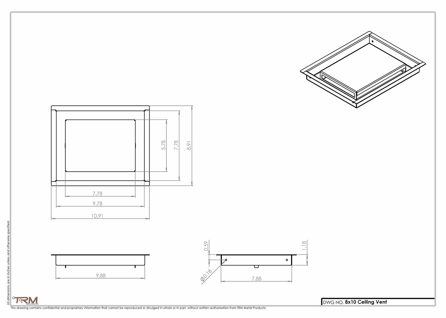 8x10-Modern-Ceiling-Vent Cover-TRM Metal- 10x8