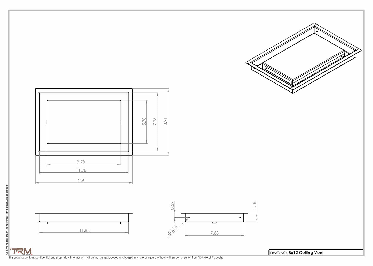 8x12-Modern-Ceiling-Vent Cover-TRM Metal- 12x8