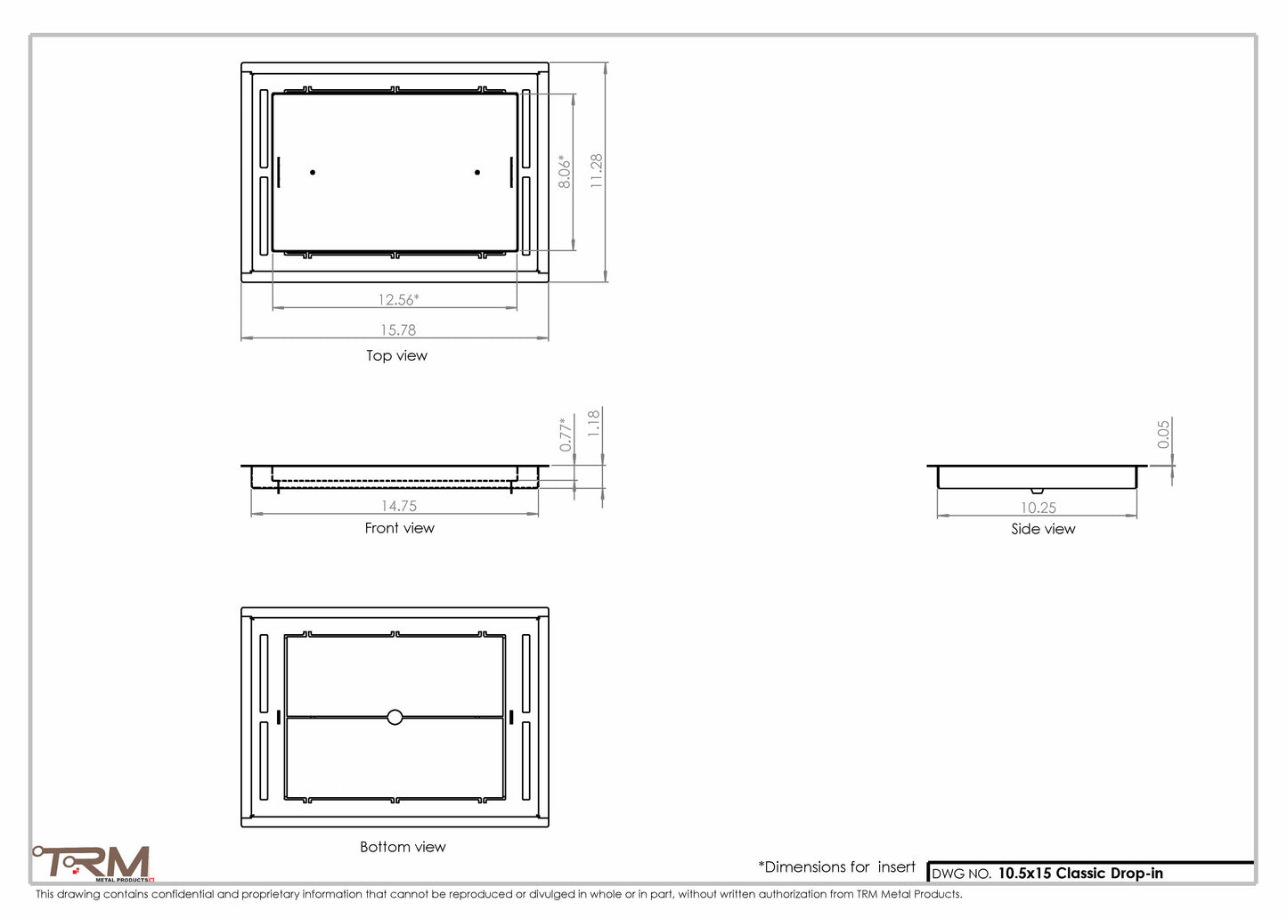 10.5x15 - Classic Drop-in Air Vent, Flush Floor-Matching, All Metal, Floor Vent Cover - TRM Metal  15x10.5