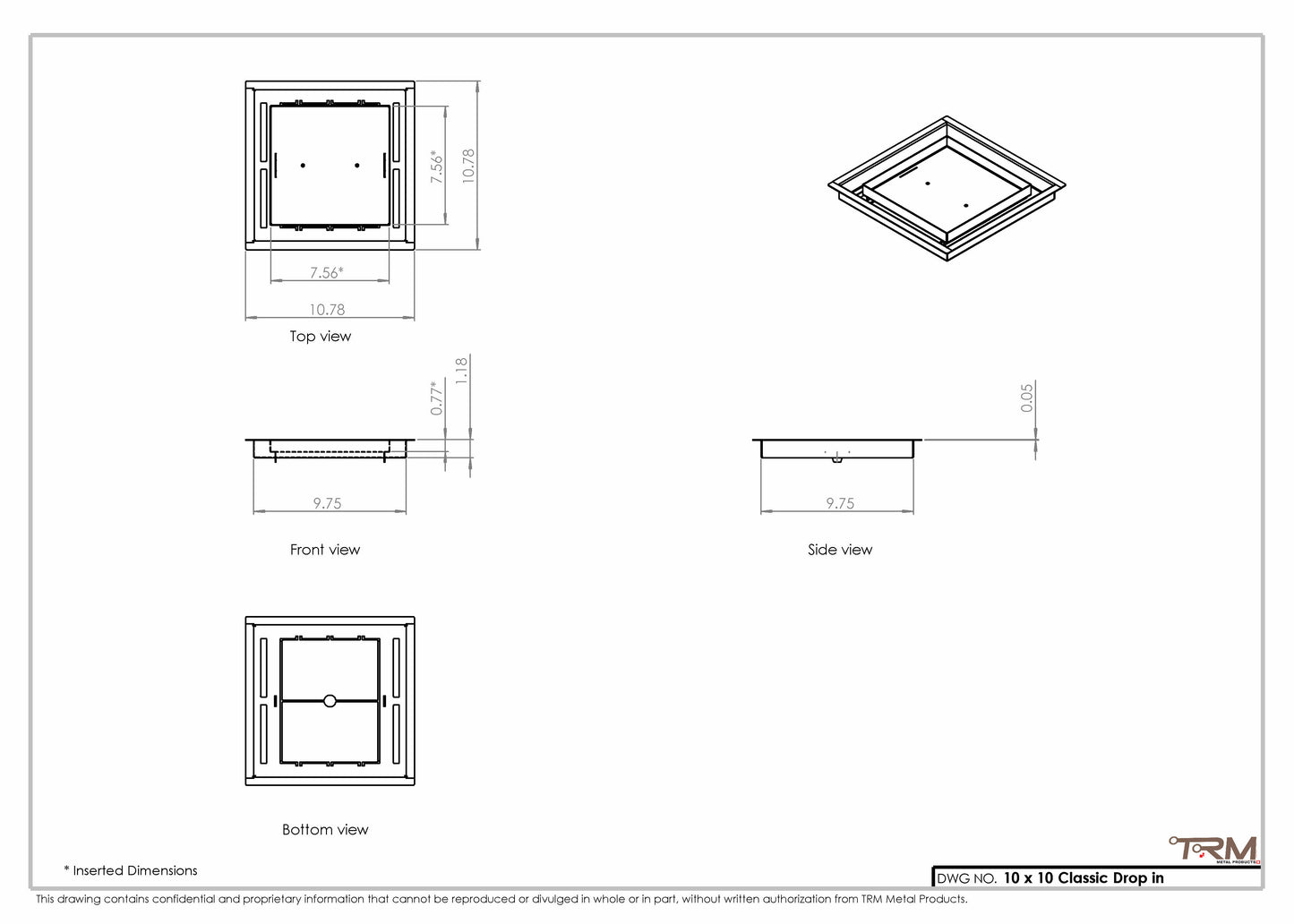 10x10 Classic Drop-in Air Vent, Flush Floor-Matching, All Metal, Floor Vent Cover
