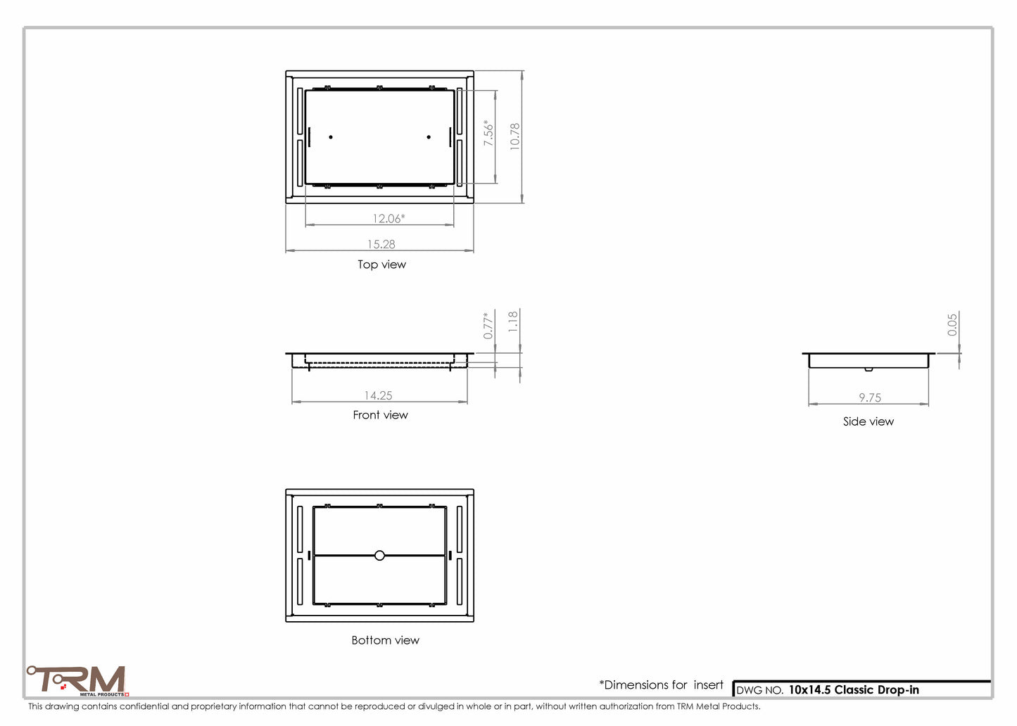10x14.5 - Classic Drop-in Air Vent, Flush Floor-Matching, All Metal, Floor Vent Cover - TRM Metal  14.5x10
