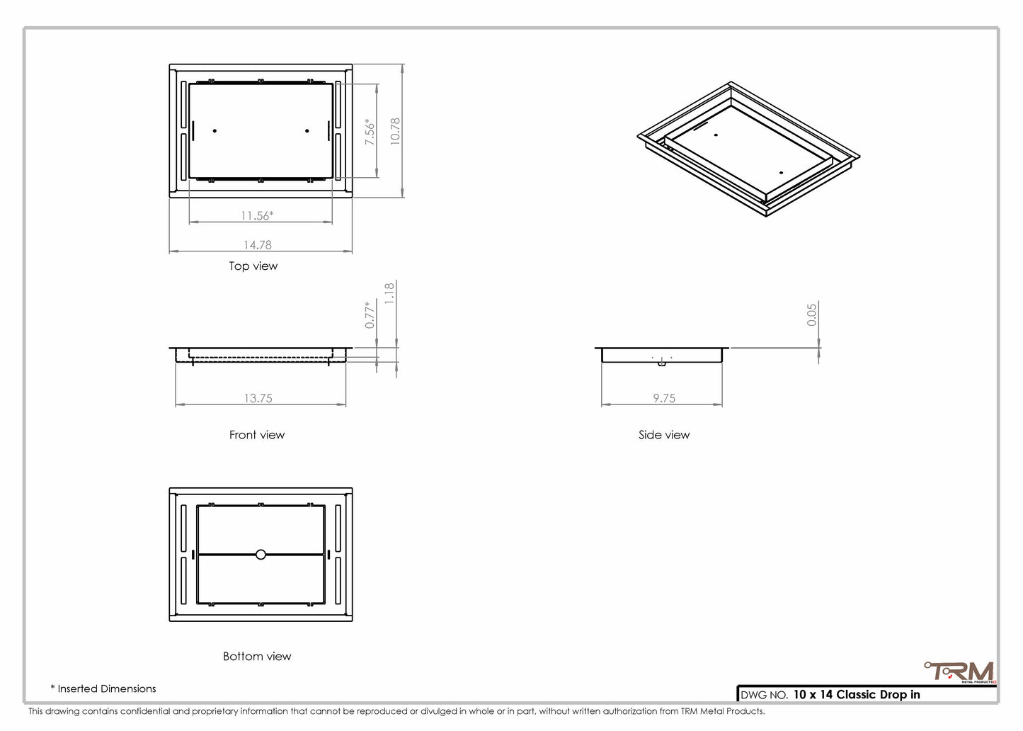 10x14 Classic Drop-in Air Vent, Flush Floor-Matching, All Metal, Floor Vent Cover (14x10)