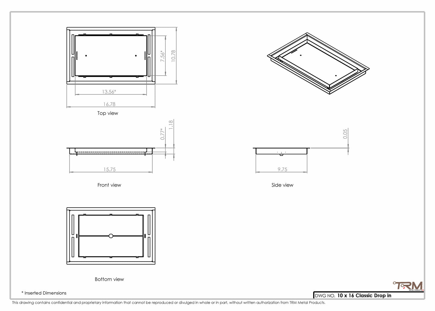 10x16 Classic Drop-in Air Vent, Flush Floor-Matching, All Metal, Floor Vent Cover 16x10