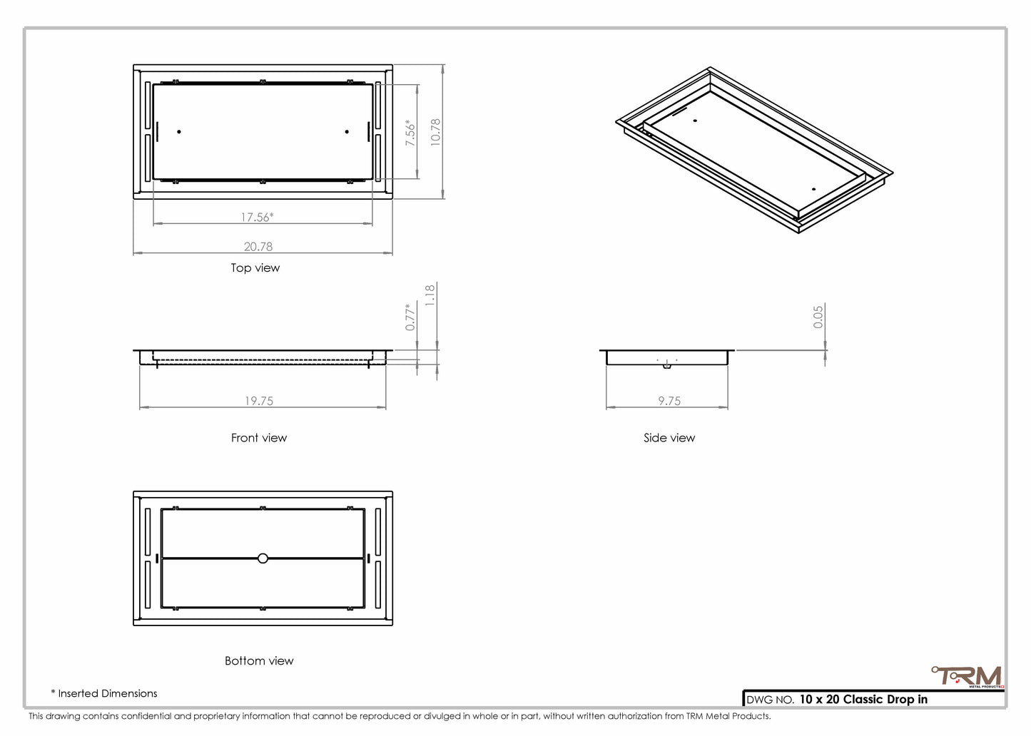 10x20 Classic Drop-in Air Vent, Flush Floor-Matching, All Metal, Floor Vent Cover 20x10