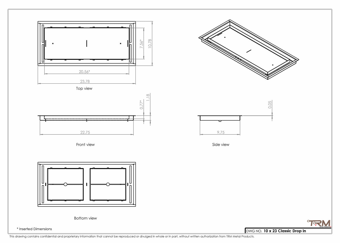 10x23 Classic Drop-in Air Vent, Flush Floor-Matching, All Metal, Floor Vent Cover 23x10