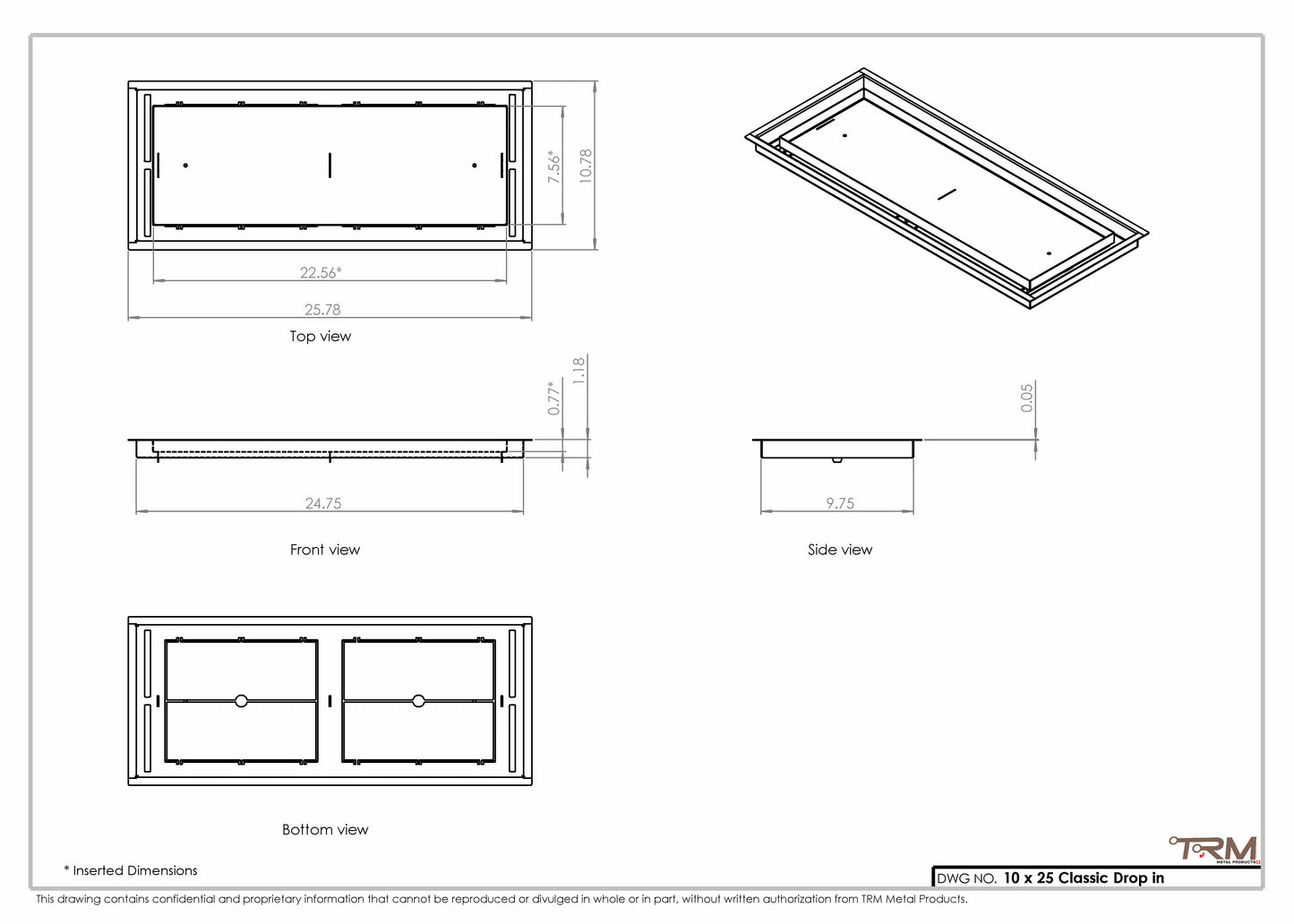 10x25 Classic Drop-in Air Vent, Flush Floor-Matching, All Metal, Floor Vent Cover 25x10