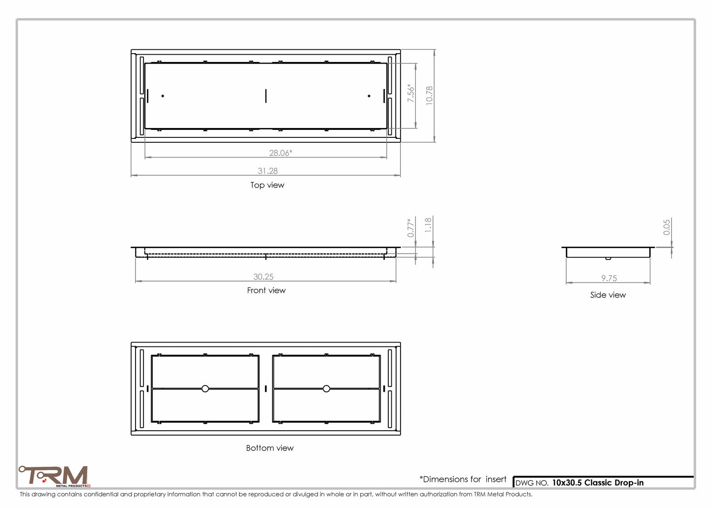 10x30.5 - Classic Drop-in Air Vent, Flush Floor-Matching, All Metal, Floor Vent Cover - TRM Metal  30.5x10
