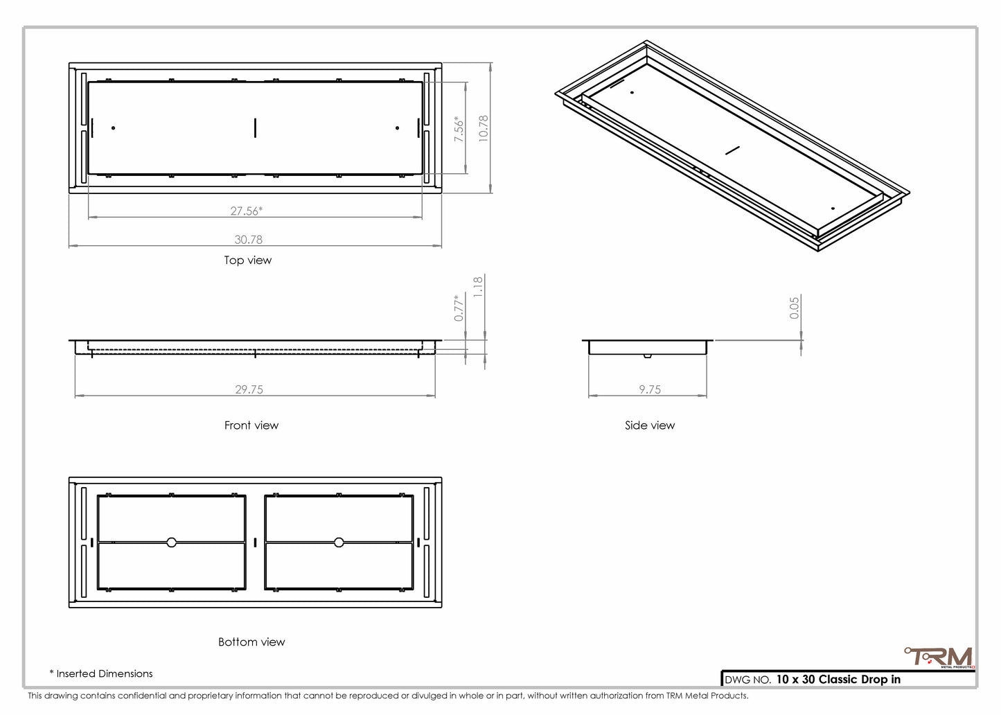 10x30 Classic Drop-in Air Vent, Flush Floor-Matching, All Metal, Floor Vent Cover (30x10)