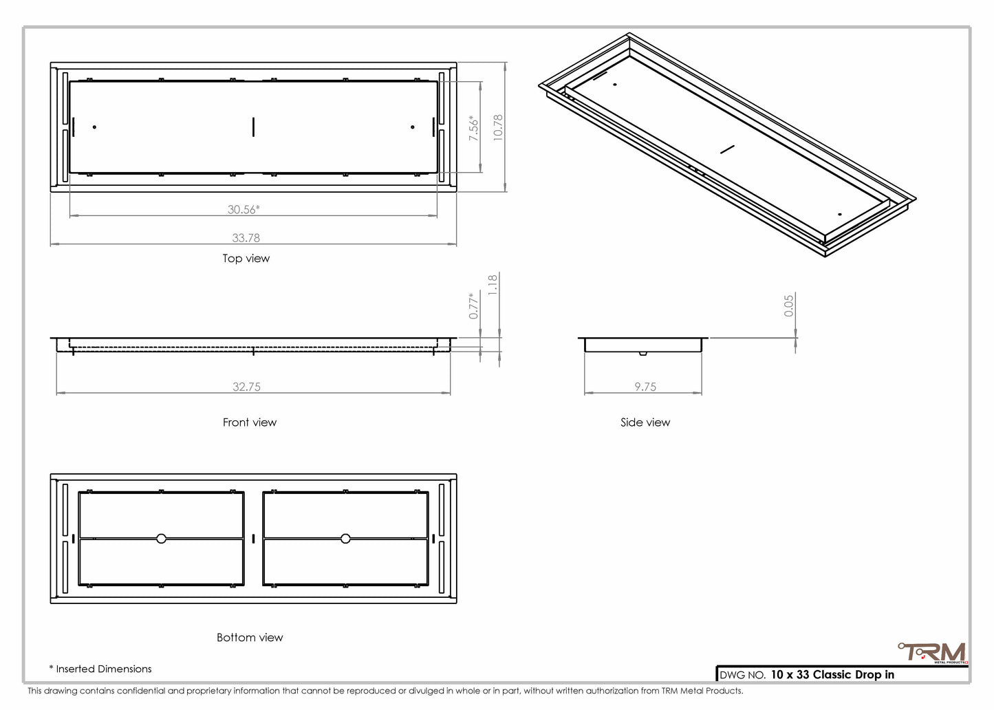 10x33 Classic Drop-in Air Vent, Flush Floor-Matching, All Metal, Floor Vent Cover 33x10