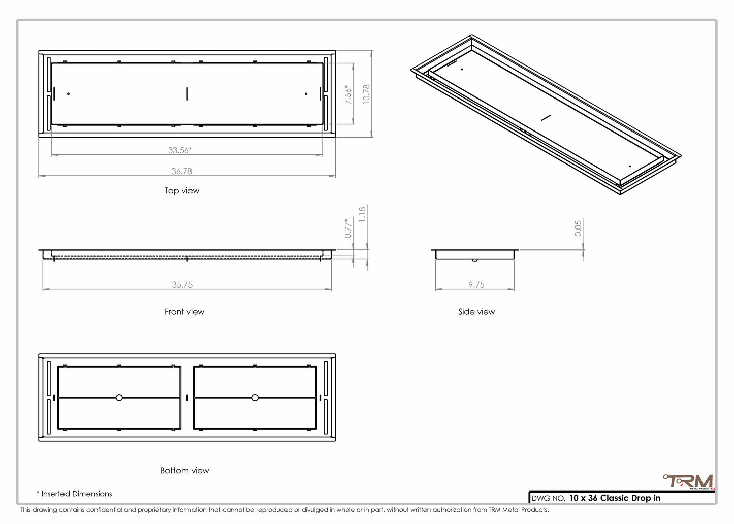 10x36 Classic Drop-in Air Vent, Flush Floor-Matching, All Metal, Floor Vent Cover 36x10