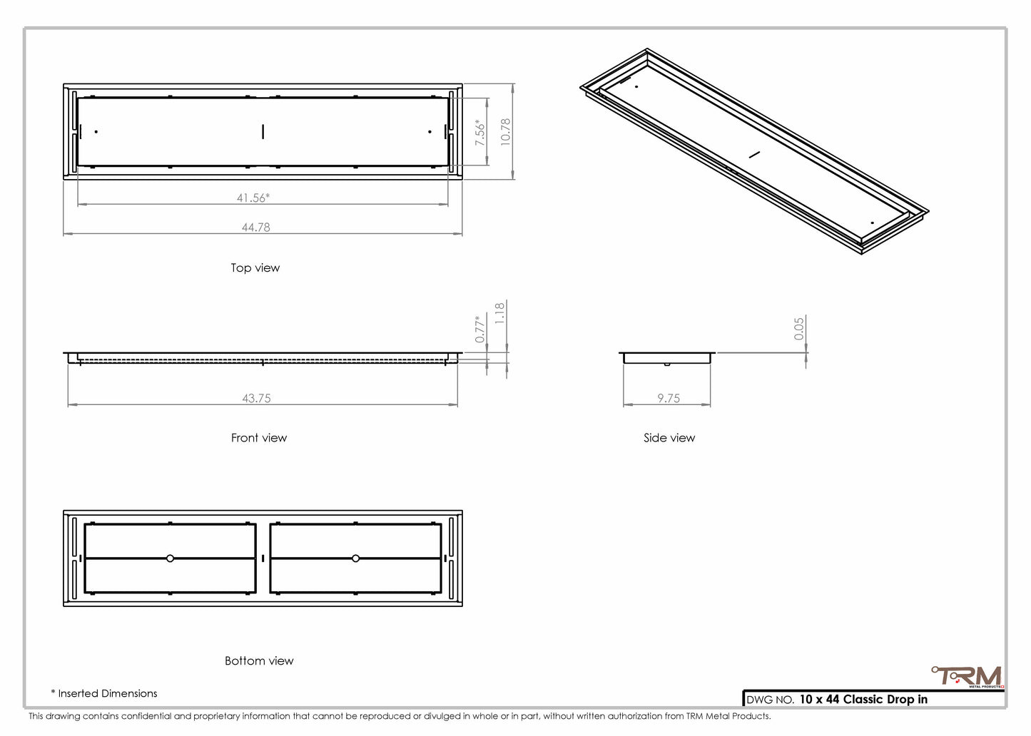 10x44 Classic Drop-in Air Vent, Flush Floor-Matching, All Metal, Floor Vent Cover 44x10