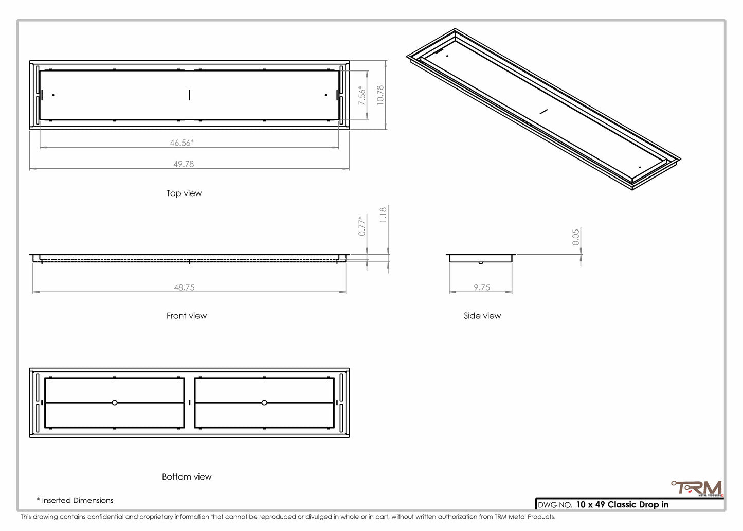 10x49 Classic Drop-in Air Vent, Flush Floor-Matching, All Metal, Floor Vent Cover 49x10