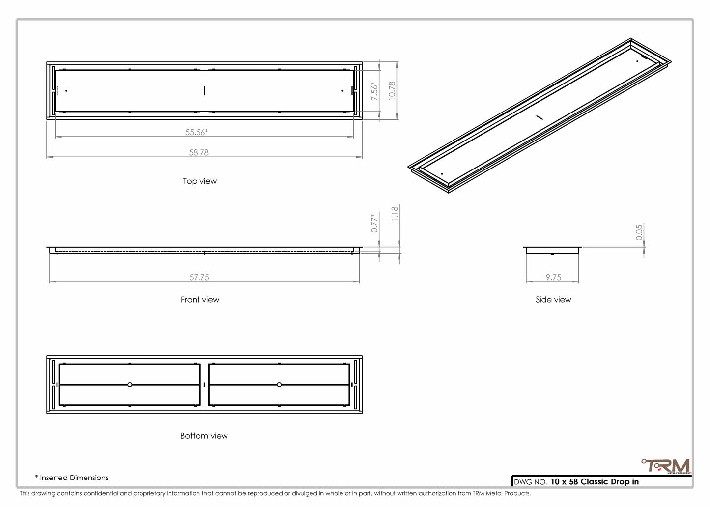 10x58 Classic Drop-in Air Vent, Flush Floor-Matching, All Metal, Floor Vent Cover 58x10