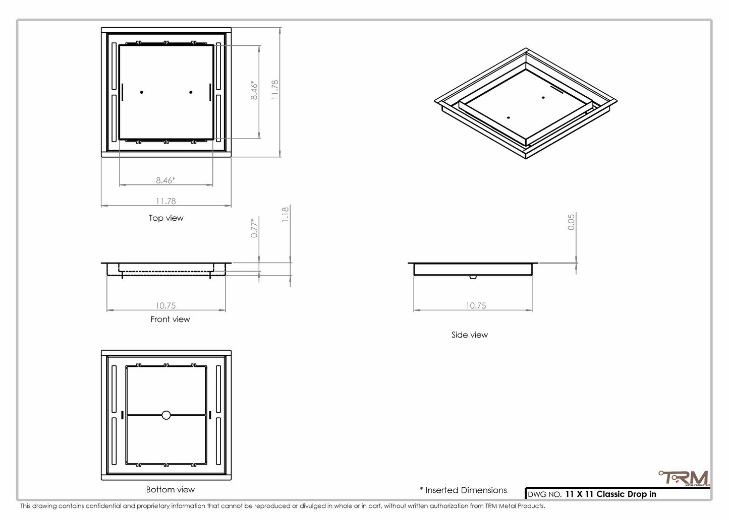 11x11 Classic Drop-in Air Vent, Flush Floor-Matching, All Metal, Floor Vent Cover (11x11)